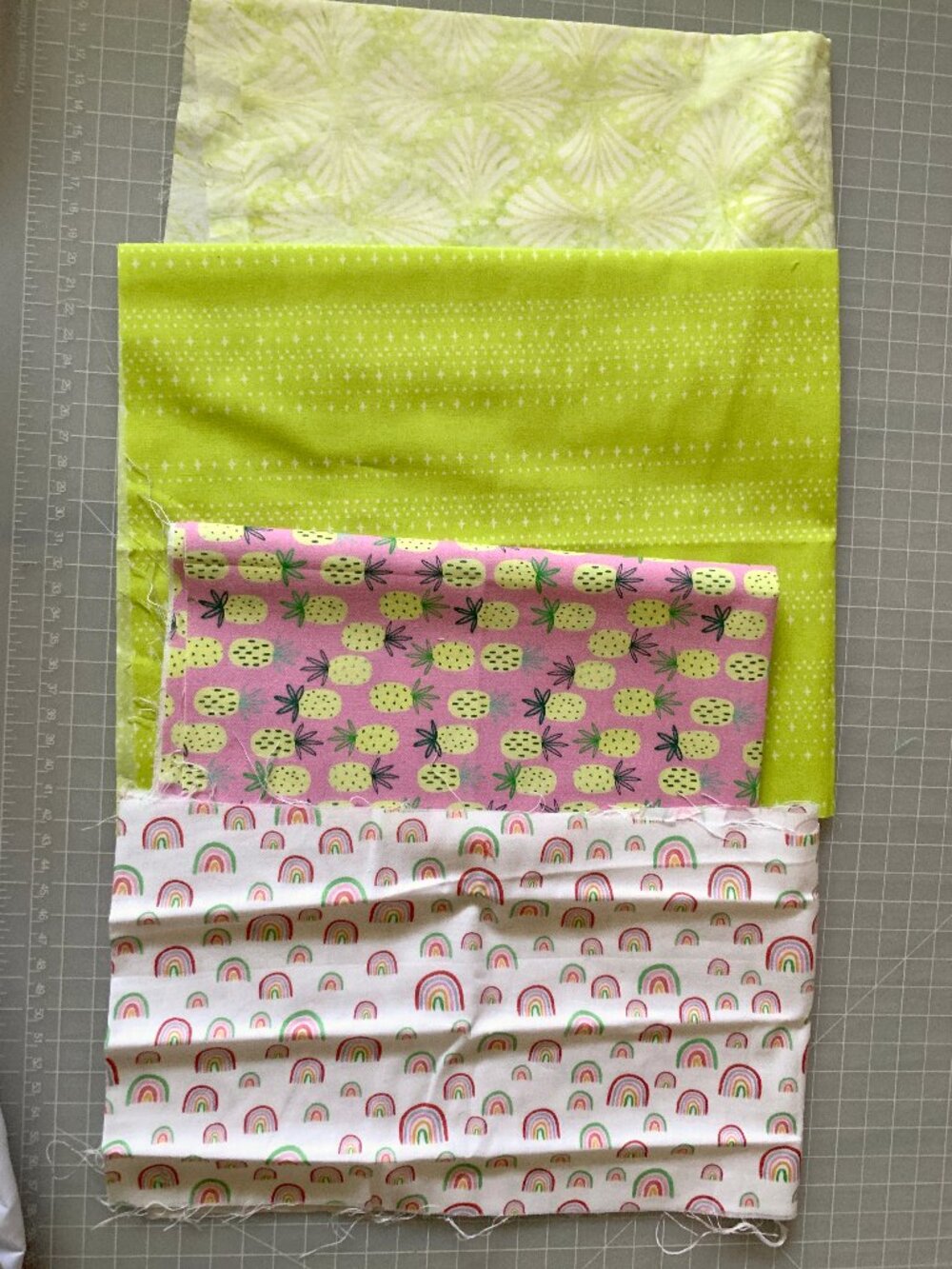 Bundle of Fabric - Bright Green & Pink